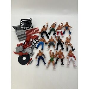 WWE MICRO Wrestling 12 Mini Figures w/ Accessories Bundle Lot Small Toys